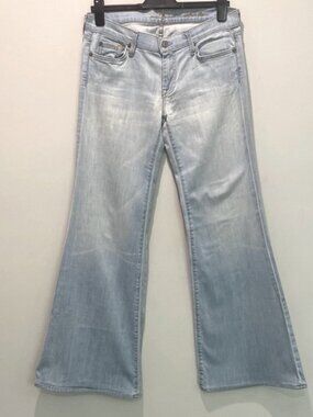 7 For All Mankind Blue Super Flare Wide Leg Jeans Size 30